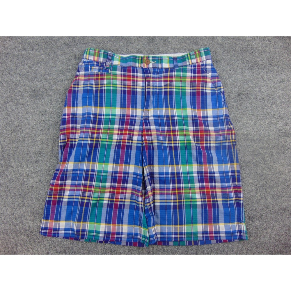 Polo Ralph Lauren Shorts Women 20 Madras Blue Multi Plaid Preppy Coastal Summer